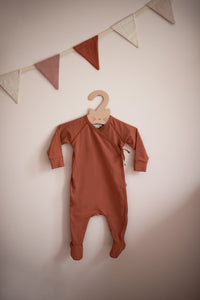 Crossover romper with side tie fastening TERRACOTTA