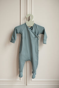 Crossover romper with side tie fastening OLD BLUE