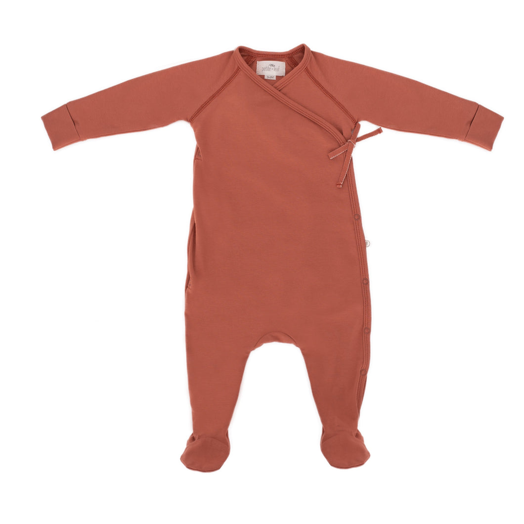 Crossover romper with side tie fastening TERRACOTTA